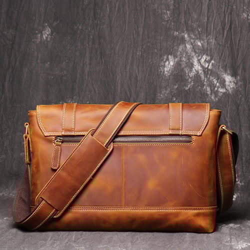 Image of Handmade Vegetable Leather Men's Messenger Bag, Shoulder Bag LJ1005