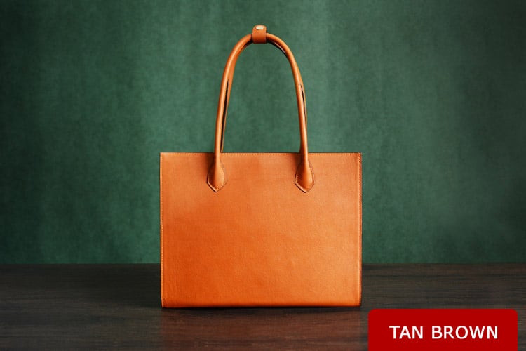 Image of Custom Handmade Italian Vegetable Tanned Leather Tote Bag, Shoulder Bag, Lady Handbag D010