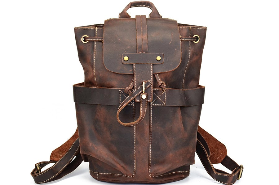 Image of Vintage Handmade Man Backpack Leather Laptop Backpack LF9109