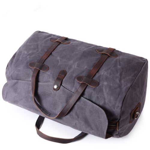 Image of Waxed Canvas Duffle Bag Holdall Luggage Weekender Bag  Travel Bag AF12