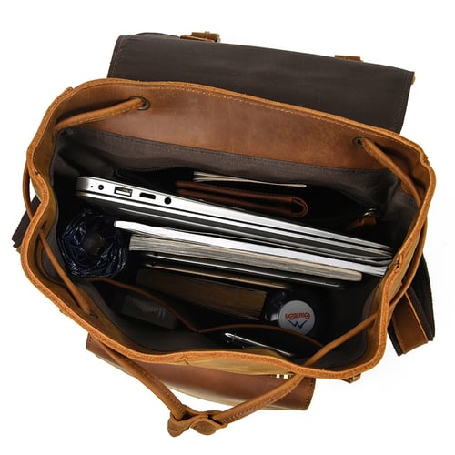 Image of Handmade Vintage Crazy Horse Leather Backpack Travel  Backpack