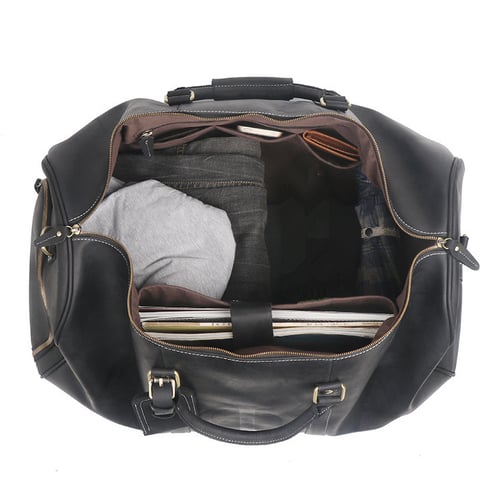 Image of Handmade Large Vintage Full Grain Leather Duffle Bag with shoe Compartment 
