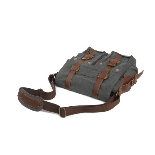 Image of Canvas Leather Messenger Bag, Crossbody Bag for Men, Shoulder Bag, Laptop Bag 2138K