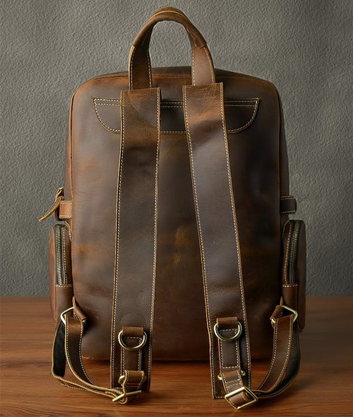 Image of Crazy Horse Leather Backpack Laptop Backpack Travel Backpack ESS3983