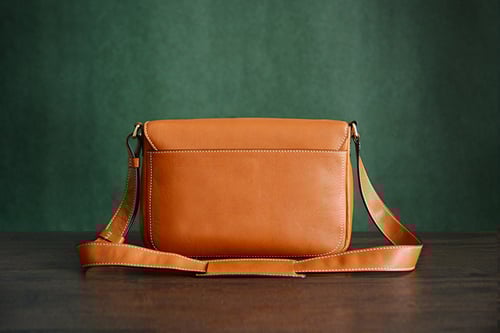 Image of Custom Handmade Vegetable Tanned Italian Leather Messenger Satchel Bag Crossbody Shoulder Bag D042