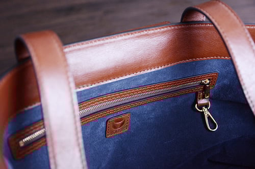 Image of Custom Handmade Vegetable Tanned Italian Leather Tote Bag Shoulder Bag Women Handbag D047