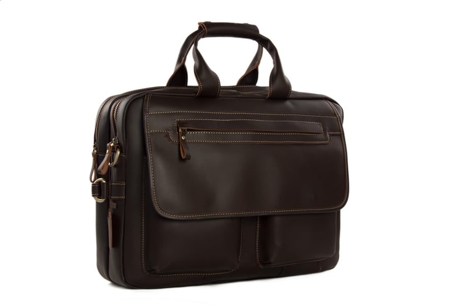 Image of 15'' Handmade Genuine Cow Leather Briefcase / Laptop Bag / Men's Handbag 8951