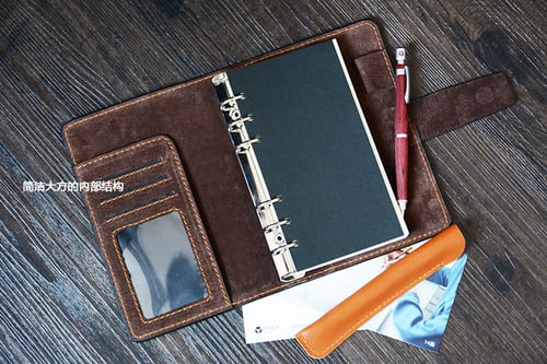 Image of Custom Handmade Vegetable Tanned Italian Leather A6 Notebook Journal Book D054