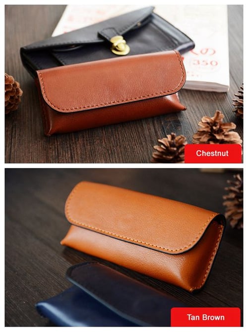 Image of Custom Handmade Vegetable Tanned Italian Leather Sunglass Case Pouch Pocket D056