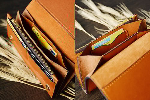 Image of Custom Handmade Vegetable Tanned Italian Leather Wallet Card Holder Money Purse Clutch D053