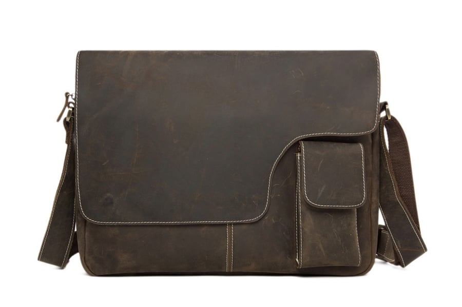 Image of 13'' Handcrafted Vintage Genuine Leather Messenger Bag Crossbody Bag Shoulder Bag Macbook Bag 1092