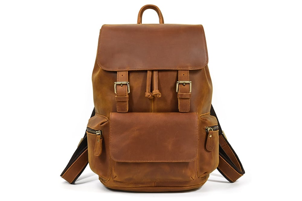 Image of Handmade Vintage Crazy Horse Leather Backpack Travel  Backpack