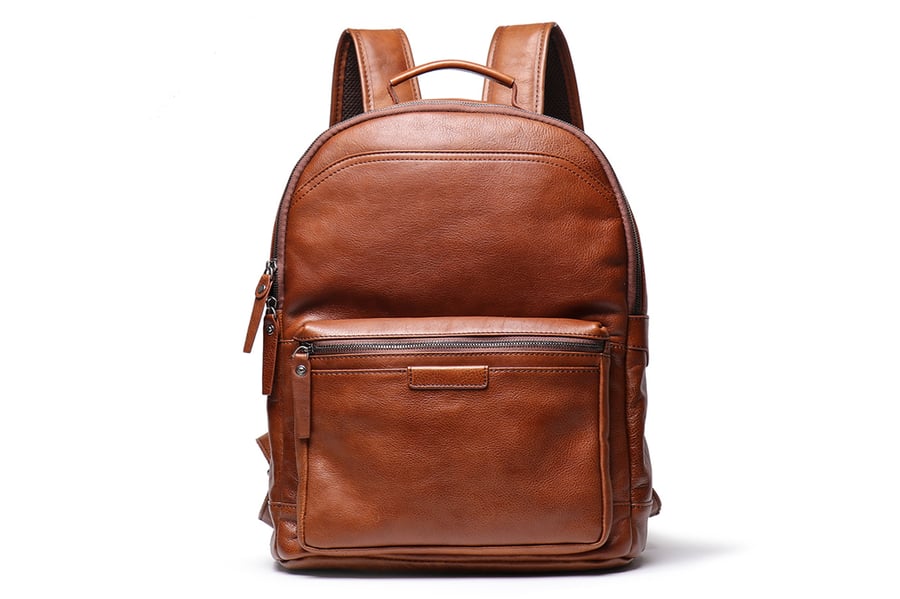 Image of Full Grain Leather Backpack, Men Travel Backpack  LJ 88120