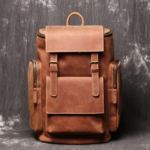Image of Handmade Vintage Men Large Leather Backpack, Travel Backpack  ESS468