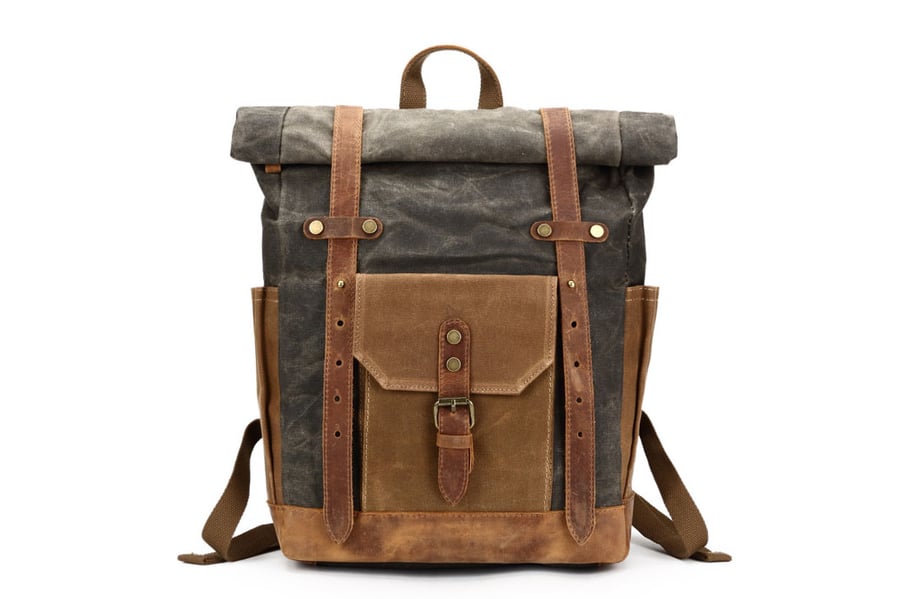 Image of Waxed Canvas Backpack, Rucksack, Travel Backpack 8808