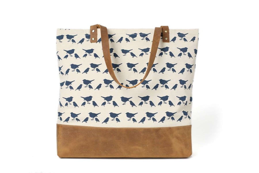 Image of Handmade Canvas Tote Bags with Leather Trimming, Shopper Bags, Ladies Handbags 14050