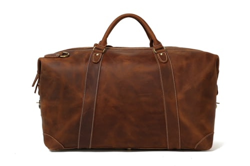 Image of Handcrafted Vintage Style Top Grain Calfskin Leather Travel Bag Duffle Bag Holdall Luggage DZ07