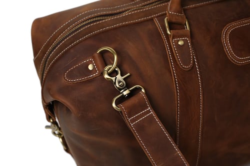Image of Handcrafted Vintage Style Top Grain Calfskin Leather Travel Bag Duffle Bag Holdall Luggage DZ07